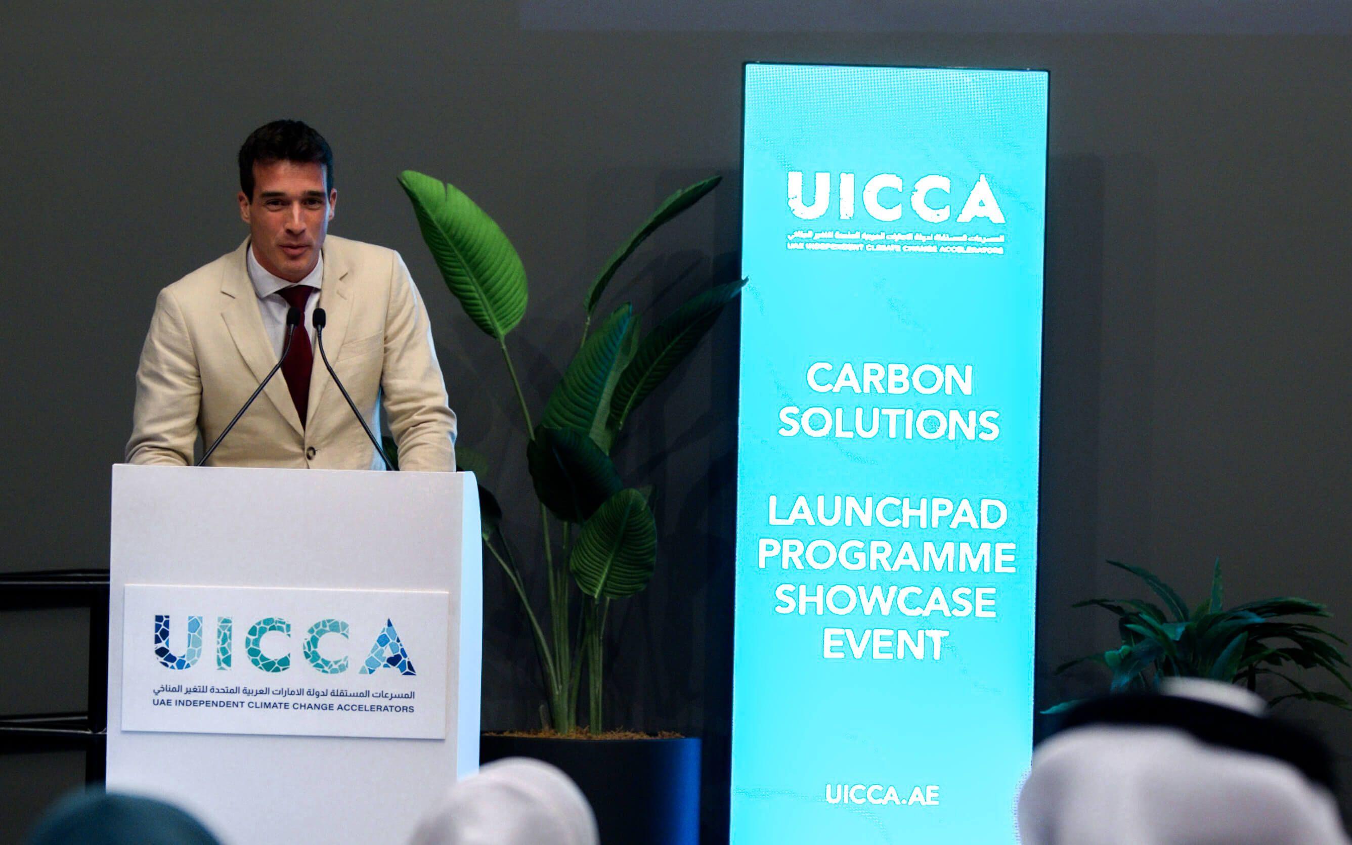 Nantek CEO and founder, Carlos Uraga at the 2024 Launchpad Programme Showcase Event in Abu Dhabi. 
Photo: The Climate Tribe