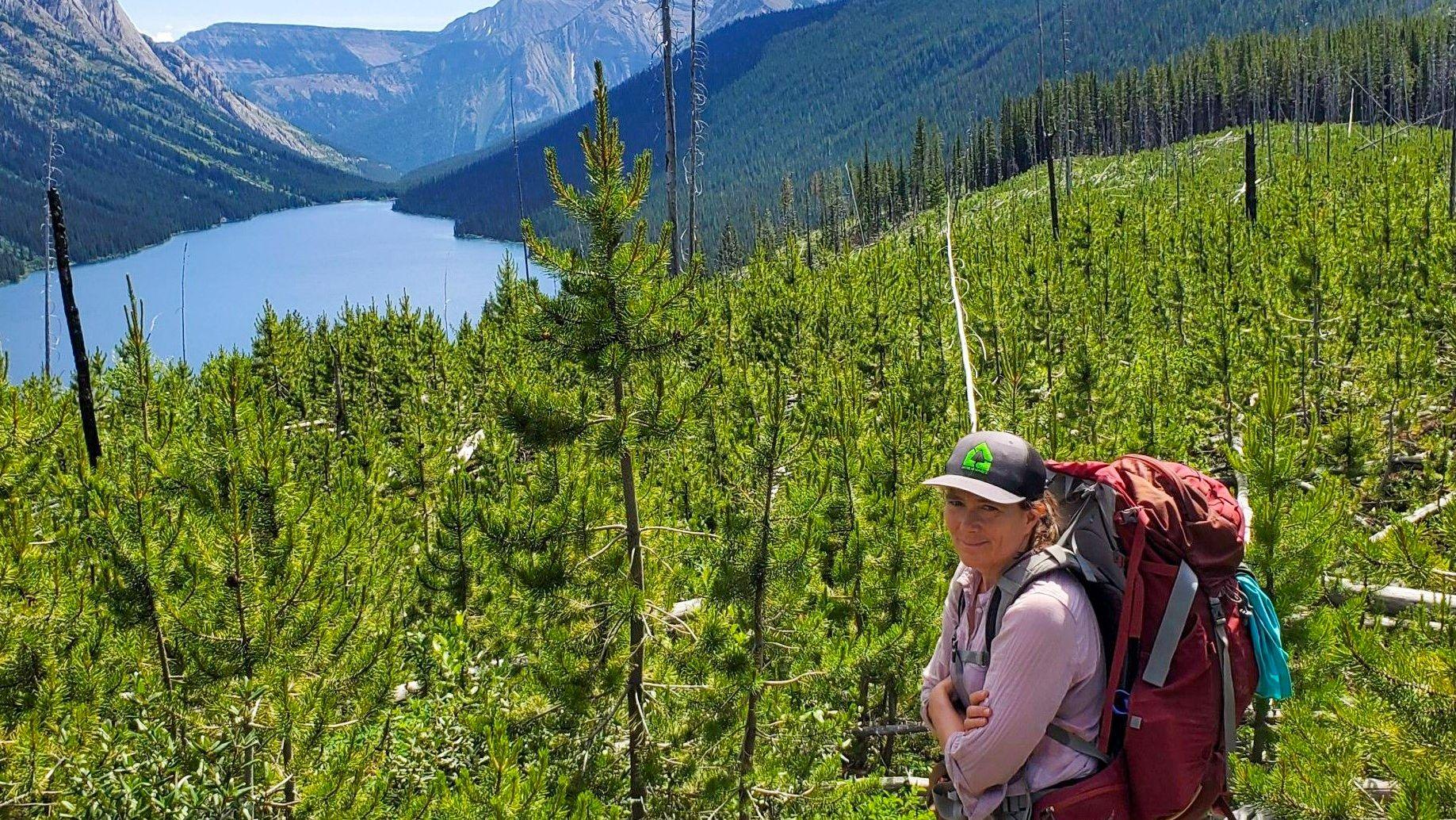 Author (Katie Deuel) with Backpack Glacier National Park, Montana, Credit: CLLC/Dwight Thomas