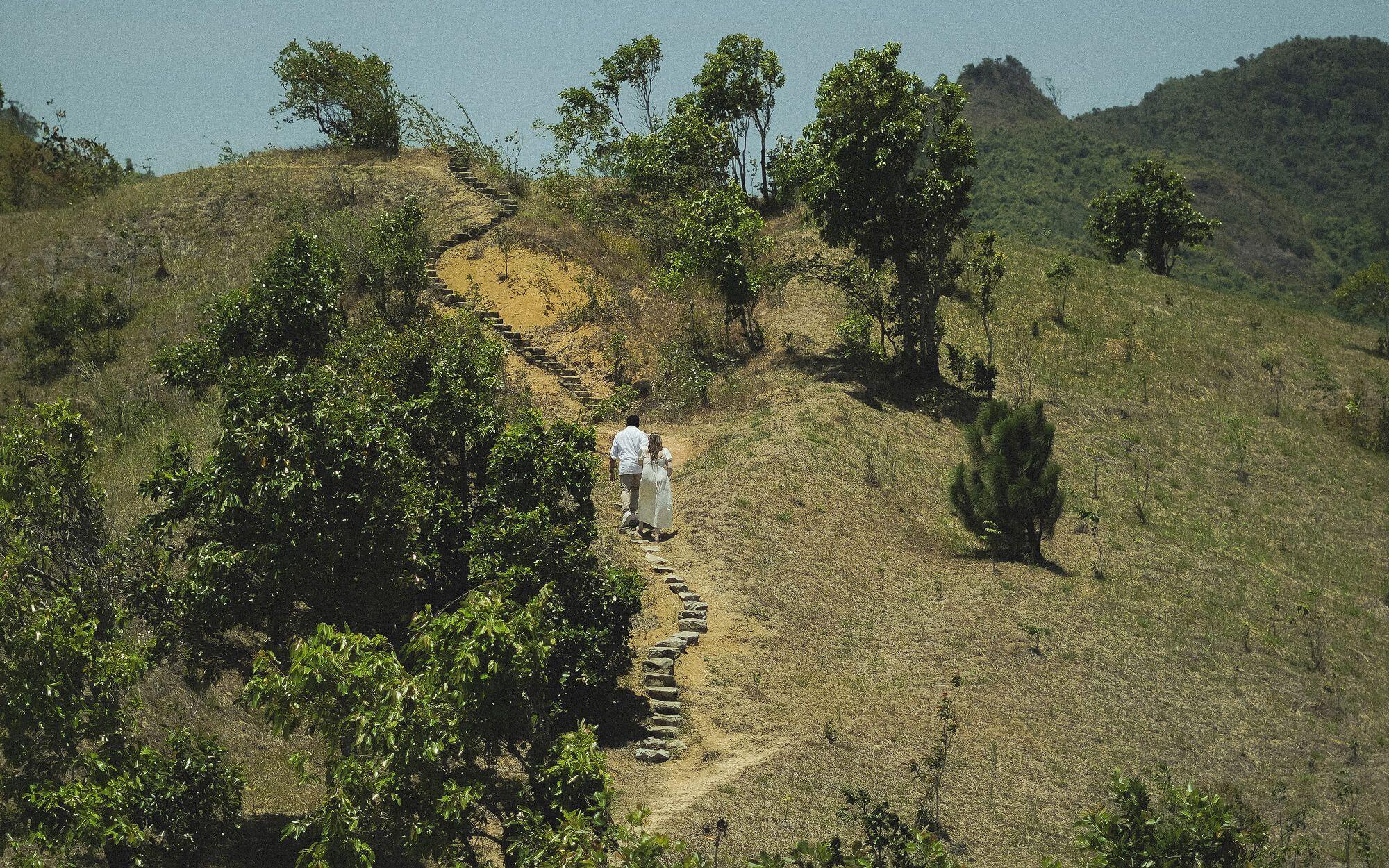 The author, Demi Booth and her fiance on the legacy hike through Masungi Georeserve.
Photographer: Mark Melano