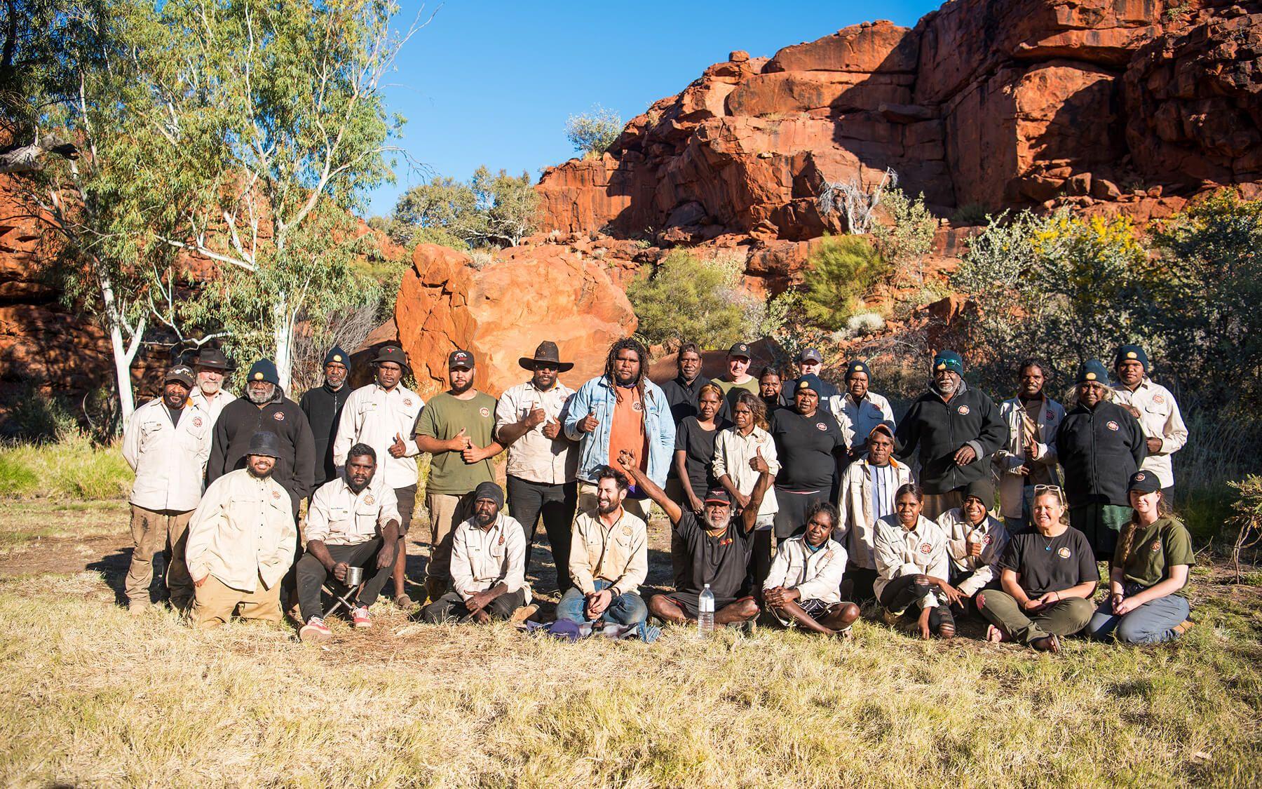 Kanyirninpa Jukurrpa Martu Rangers at Pinpi (Durba Hills) caring for Pakulyarra (Black-Flanked Rock Wallaby) and Country.
Photo: Kanyirninpa Jukurrpa